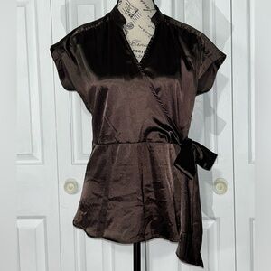 Elegant Chocolate Brown Wrap Top